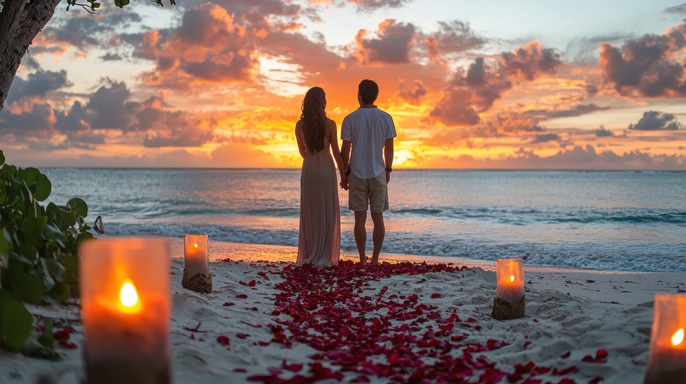 Couple au bord de la mer - romantique