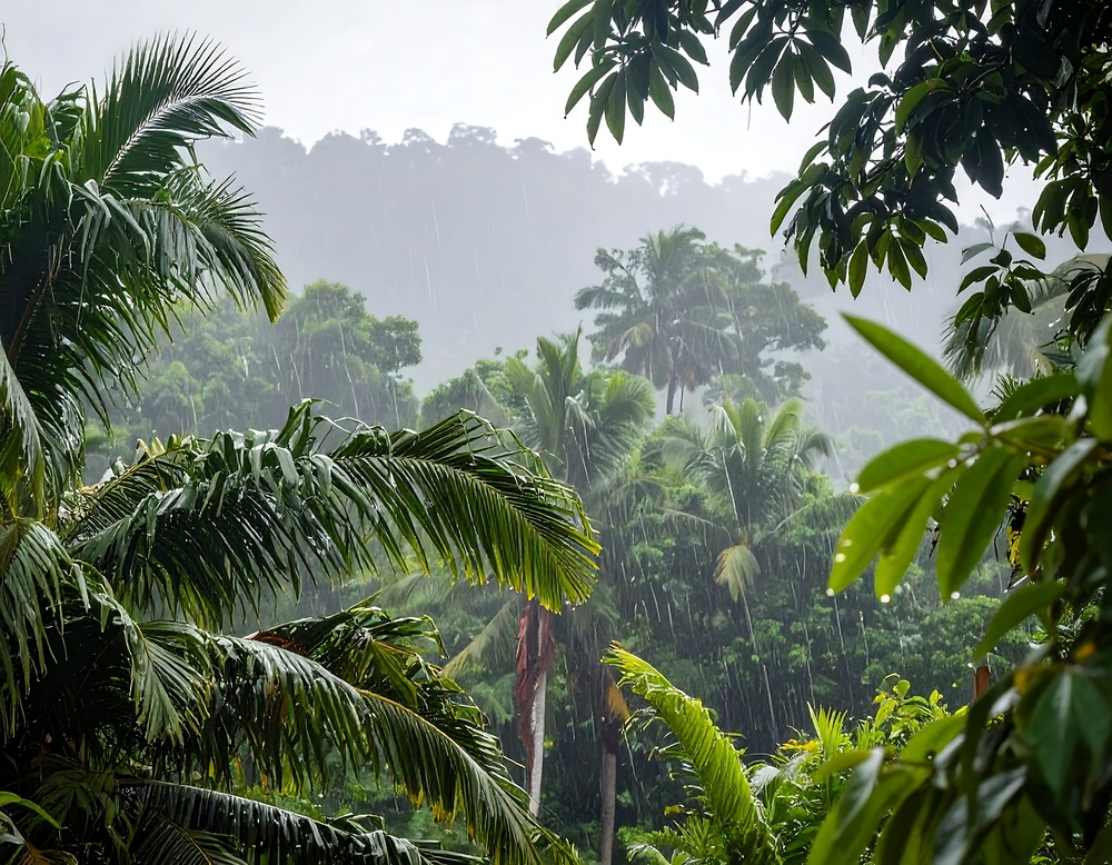 Palmier avec une pluie