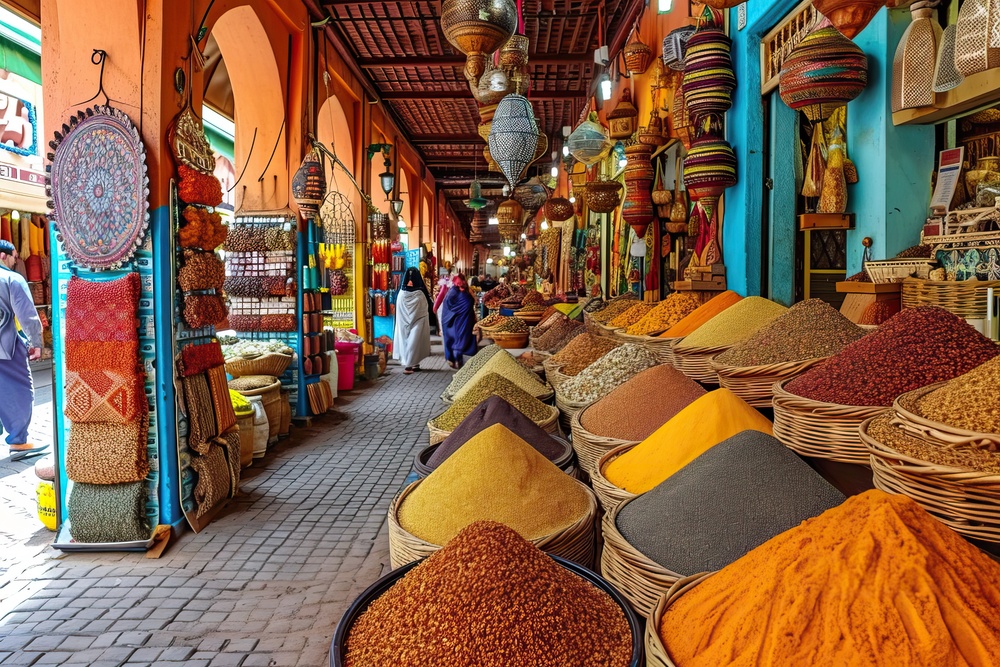Marché des épices au Maroc