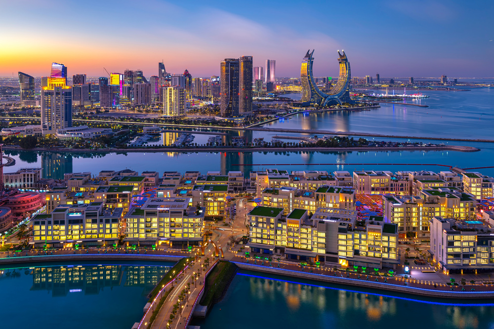 Vue sur Lusail au Quatar avec Sunset