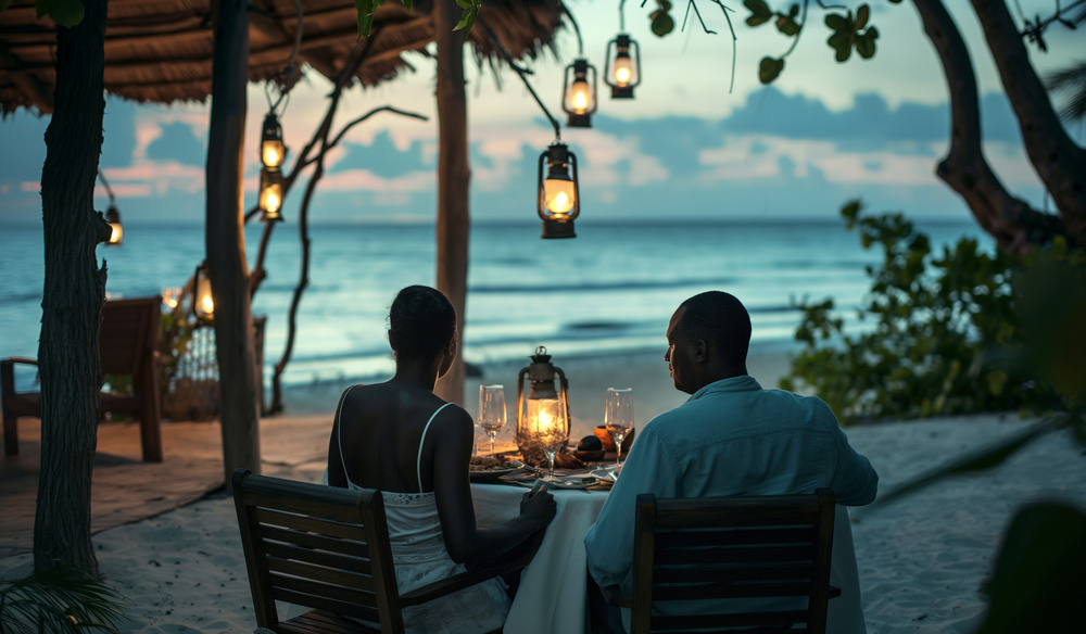 dîner romantique sur la plage en couple