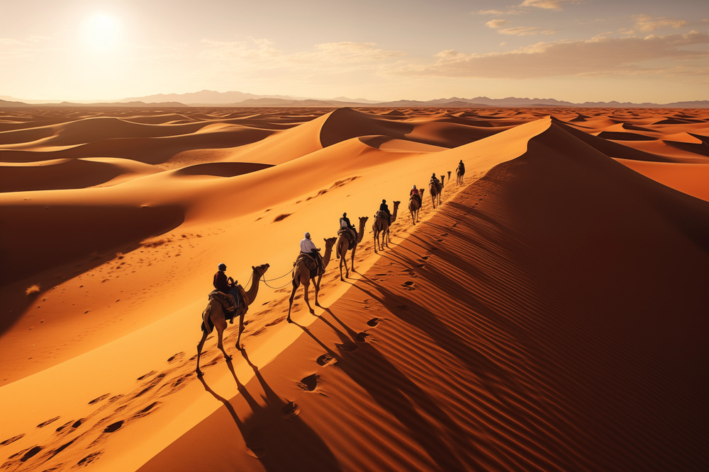dromadaires dans le désert du Maroc