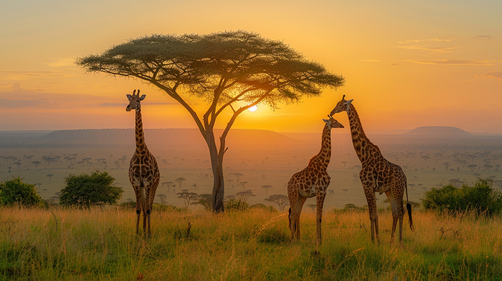 Safari vue sur les girafes, Afrique du Sud
