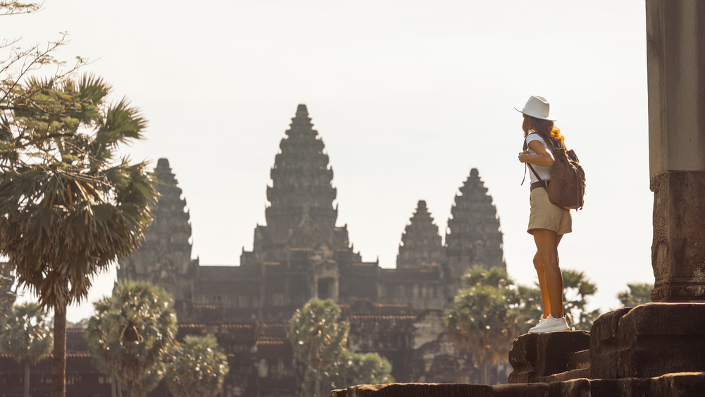 Touriste visite l'Angkor watt, Cambodge