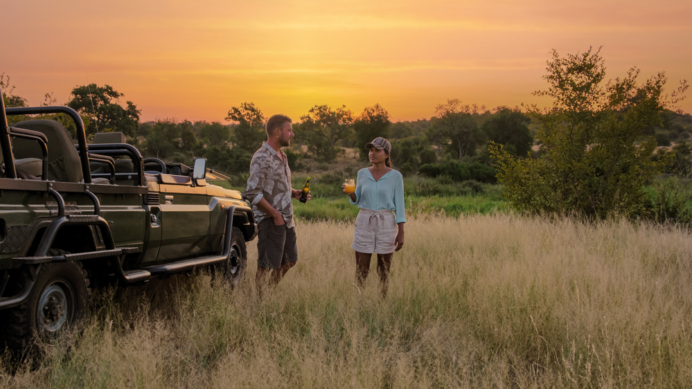 Touristes au parc Kruger, Afrique du Sud