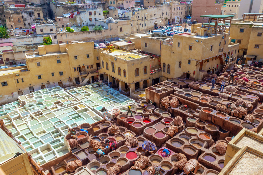 Cuir colorées de Fès, au Maroc