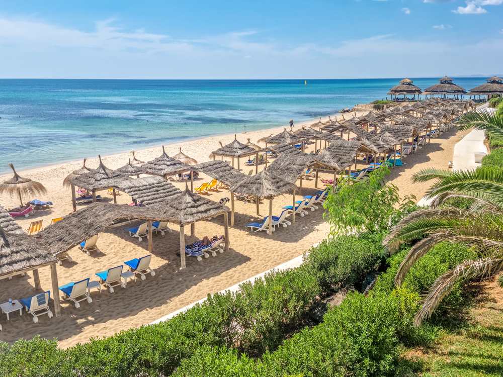 Plage de l'hôtel à Hammamet, Tunisie