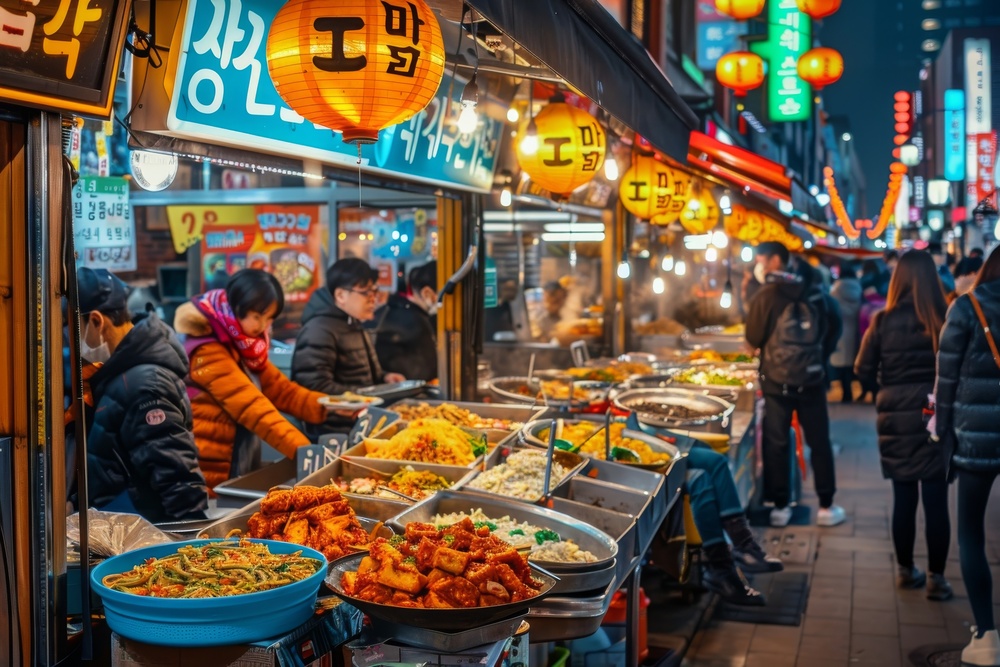Street food le soir à Séoul, Corée du Sud