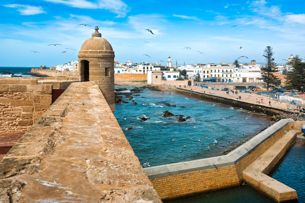 Vue sur la plage à Essaouira, Maroc
