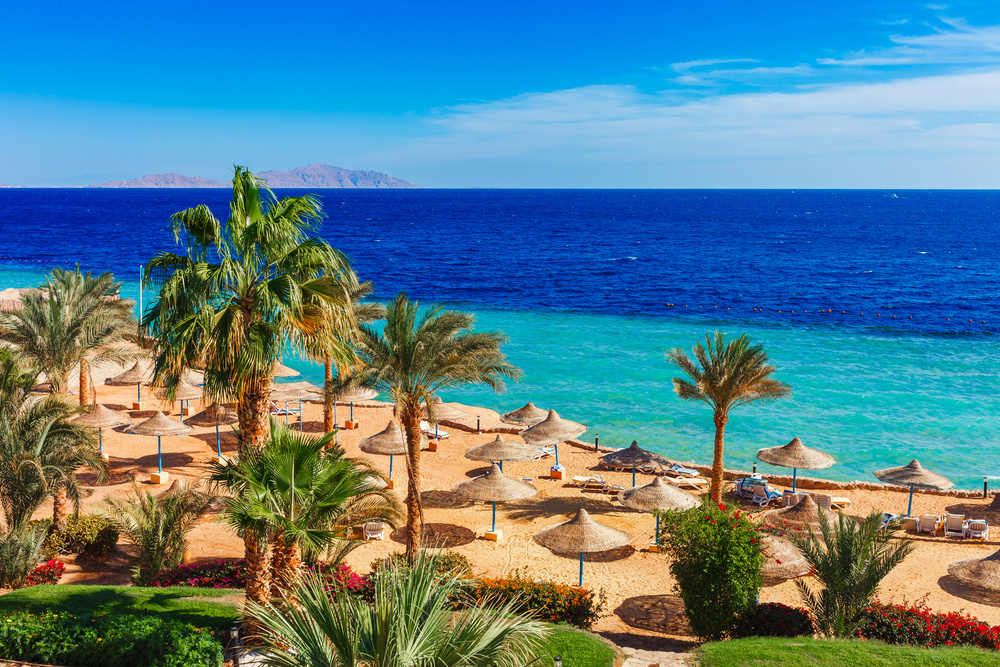Vue sur la plage à Hurghada, Egypte