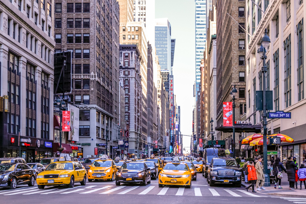 Vue sur la ville de New York avec les taxis