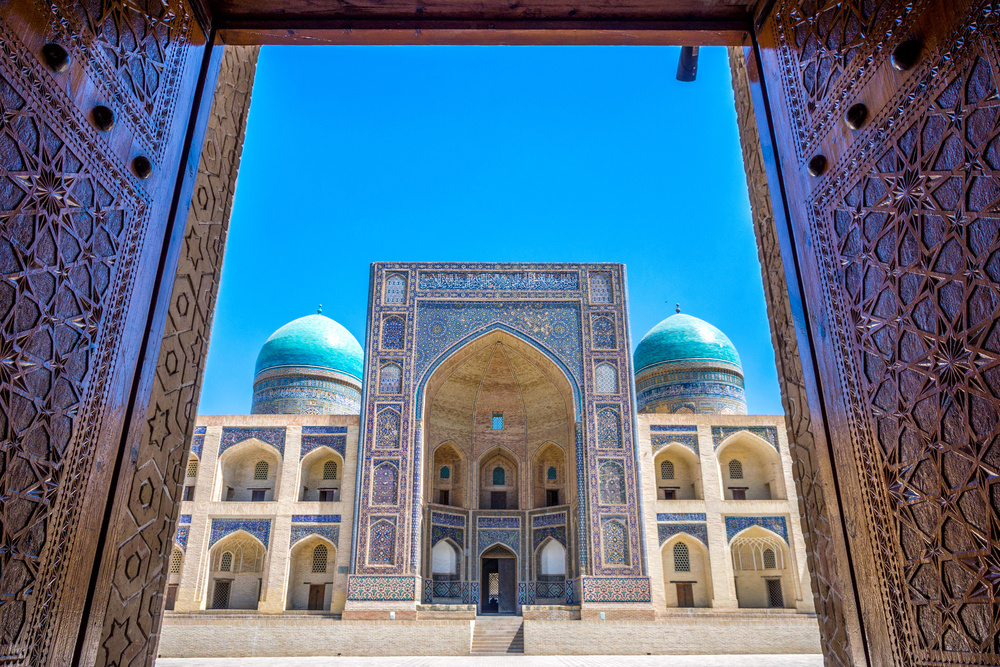 Vue sur l'école Mir E Arab, Boukhara, Ouzbékistan