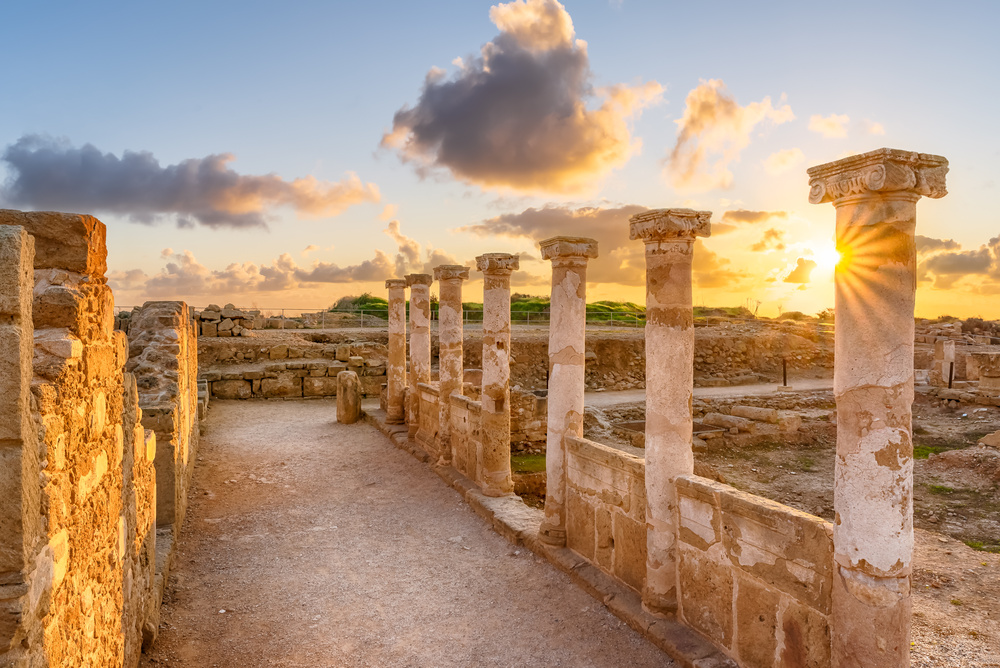 Colonnes romaines antiques parc archéologique de Kato Pafos, Chypre,