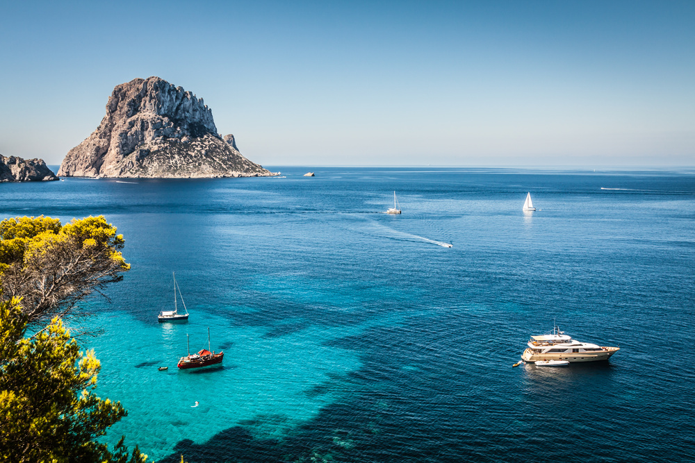 Côte Ibiza vue aérienne mer