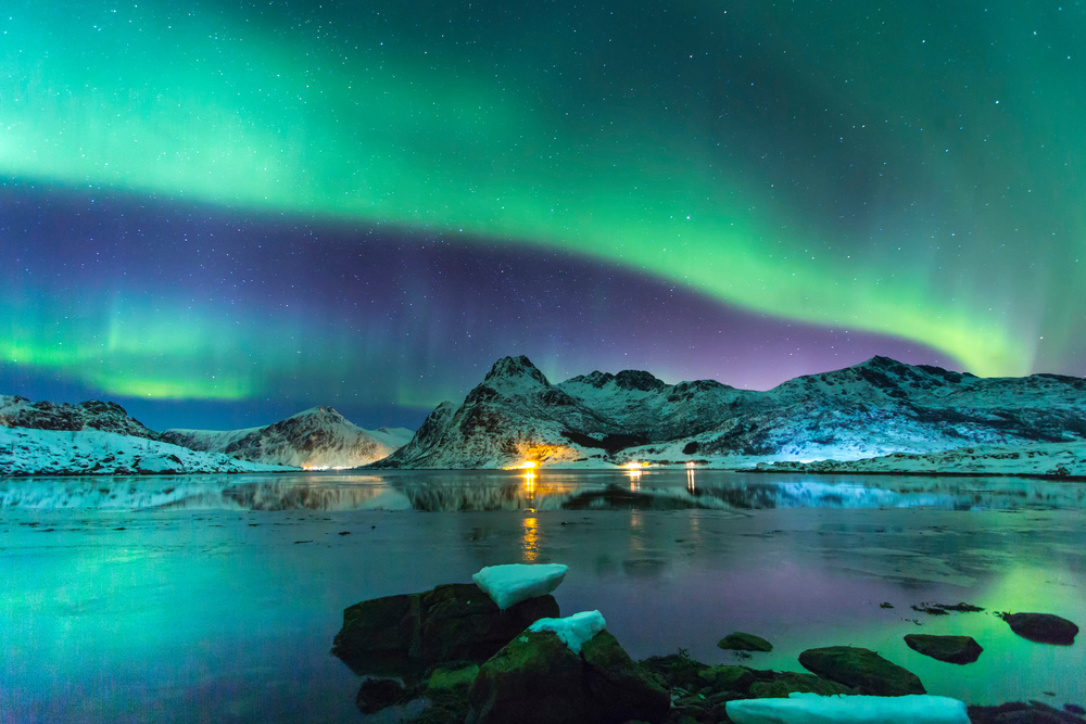 La ville de Tromsø, observation des aurores boréales