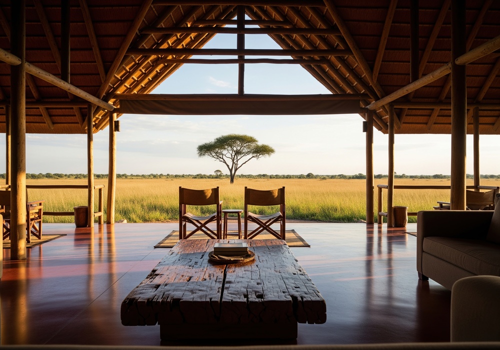 Logement en Afrique vue sur le safari
