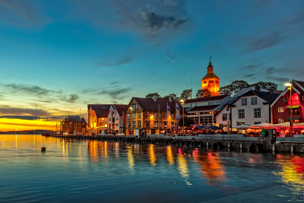 Vue sur la ville Stavanger le soir, Norvège