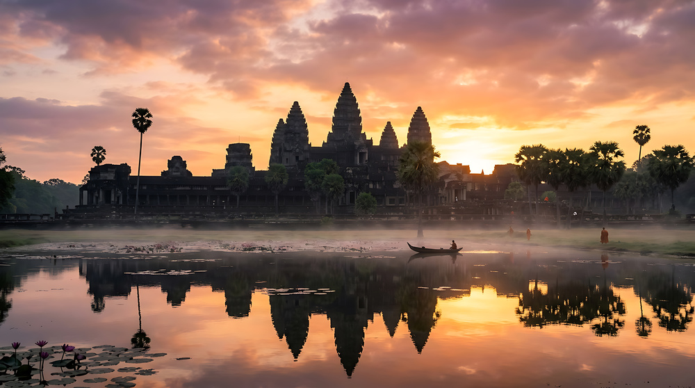 Vue sur le magnifique temple d'Angkor Wat, Cambodge