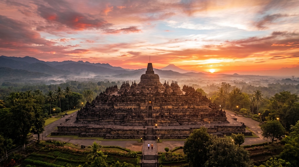 Vue sur le temple Borobudur, Indonésie