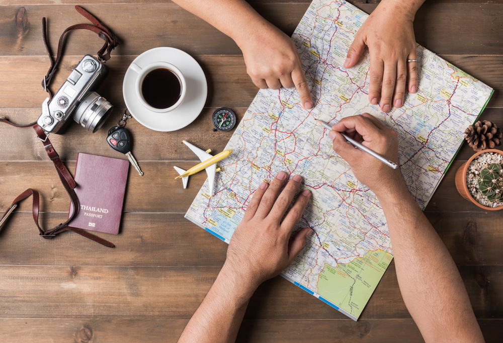 Préparation d'un voyage, itinéraire, plan